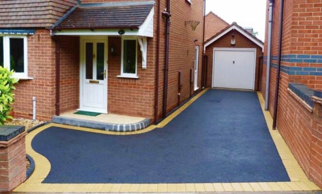 tarmac driveway with block paved border sawbridgeworth