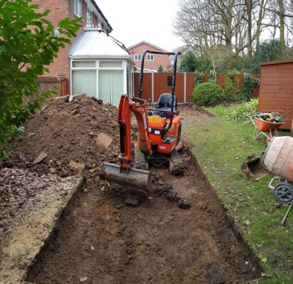 chelmsford indian sandstone patio path concrete shed base 0003